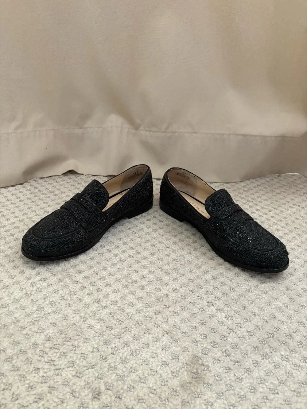 Black Crystal-Embellished Men's Loafers